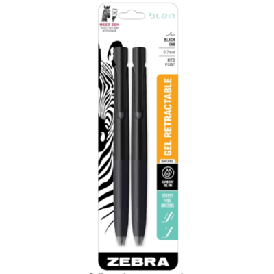 Zebra Blen Gel Medium Point Retractable Pens - Black