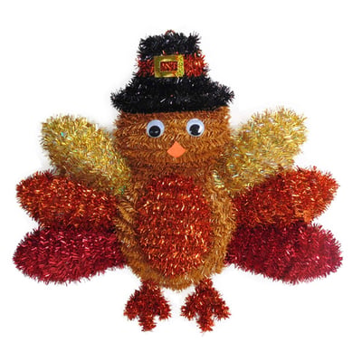 Harvest Turkey Tinsel Wreath, 18 in