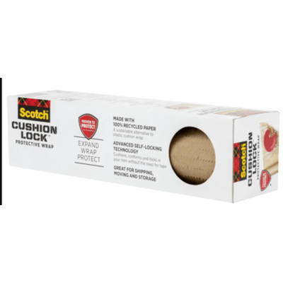 Scotch Cushion Lock Protective Wrap, 12" X 30 Ft, Brown