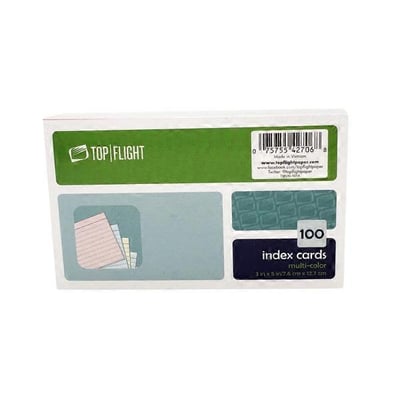 Top Flight Multicolored Index Cards 3x5