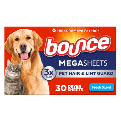 Bounce MEGASHEETS Pet Hair & Lint Guard Fresh Scent Dryer Sheets 30 Count