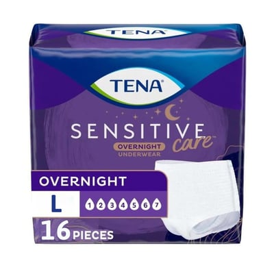 Tena Sensitive Care Overnight Underwear, Overnight Large 16 Count