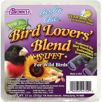 Brown's Garden Chic! Suet Cake, Bird Lovers Blend, 11 oz