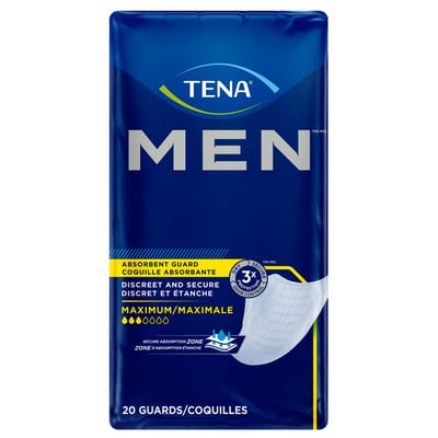 Tena Incontinence Guards For Men, Maximum Absorbency  20 Count