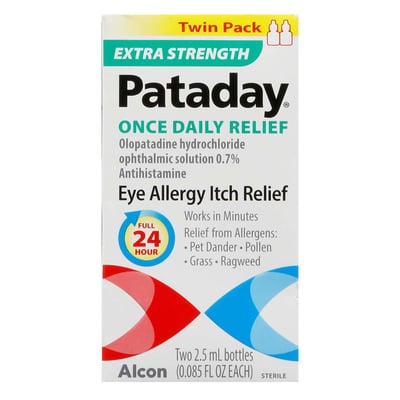 Pataday Eye Allergy Itch Relief, Extra Strength, Twin Pack
