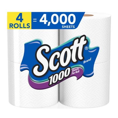 Scott 1000 Unscented Bathroom Tissue 1‑Ply 4 ct