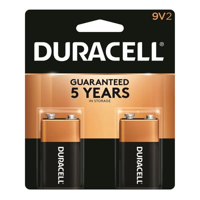 Duracell Coppertop 9V Batteries - 2pk Alkaline Battery