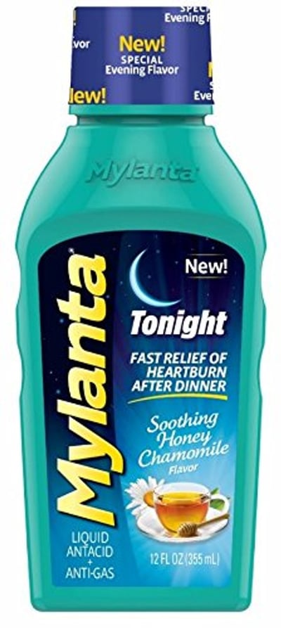 Mylanta Liquid Antacid + Anti Gas, Tonight, Soothing Honey Chamomile 12 Fl Oz