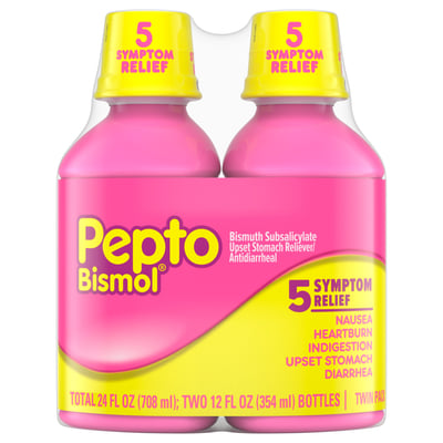 Pepto-Bismol 5 Symptom Relief Liquid Pack Of 2, Original, 24 Oz