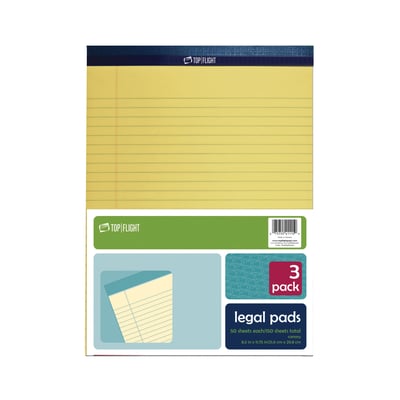 Top Flight 3 Pack Canary Legal Pads