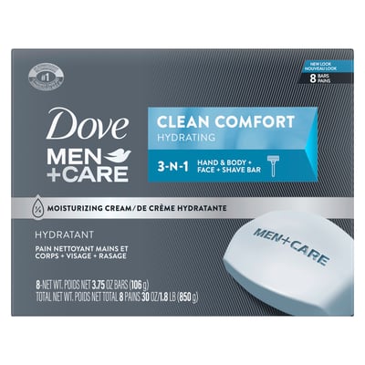 Dove Men+Care Clean Comfort Body & Face Bar 3.75 oz 8 ct