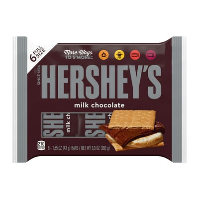 Hershey's Milk Chocolate Full Size, Individually Wrapped, Gluten Free Candy Bars, 1.55 Oz