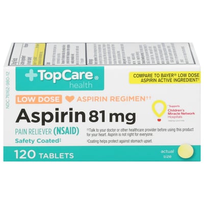TopCare Low Dose Aspirin Safety Coated Tablets 81 mg, 120 ct