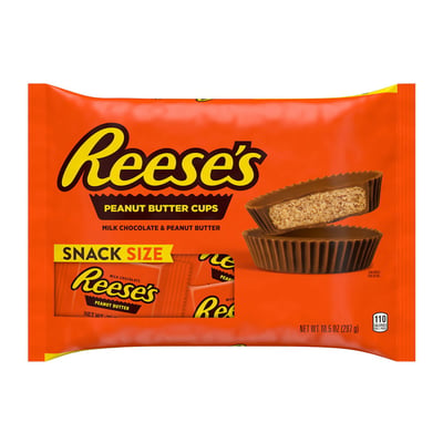 Reese's Milk Chocolate Snack Size Peanut Butter Cups, Candy Bag