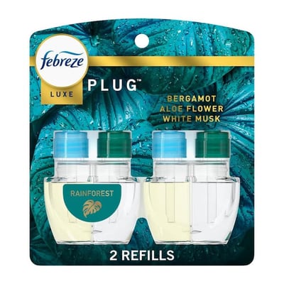 Febreze Luxe Plug Air Freshener Refill Rainforest 2 Count 1.75 fl oz