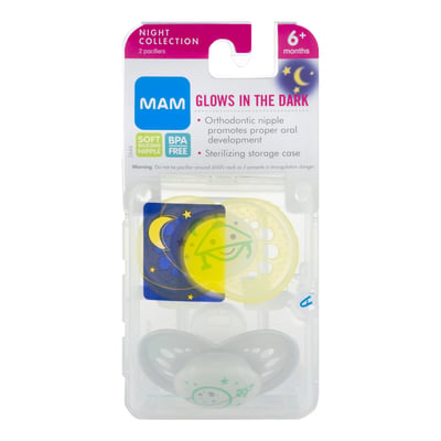 MAM Pacifiers Glows In The Dark Night Collection 6+ Months