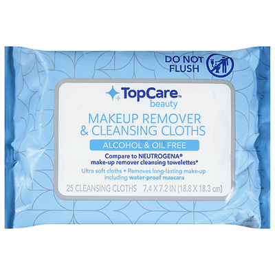 TopCare  Makeup Remover & Cleansing Cloths, Alcohol & Oil Free, 25 ct