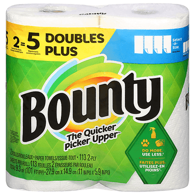 Bounty White 2 Ply Double Plus Rolls Paper Towels