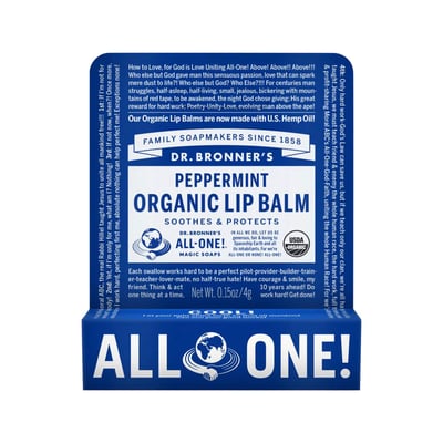 Dr. Bronner's All-One Organic Lip Balm Peppermint 0.15 Oz