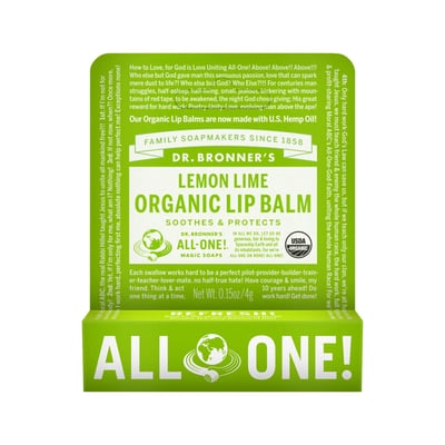 Dr. Bronner's All-One Organic Lip Balm Lemon Lime 0.15 Oz