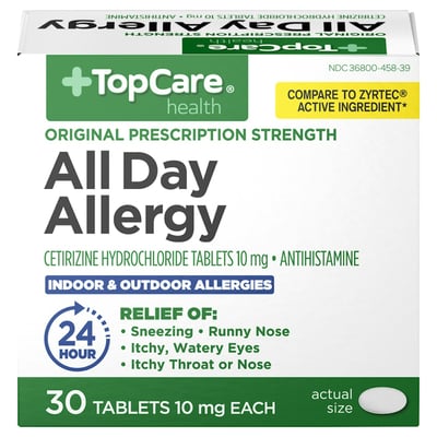 TopCare All Day Allergy Cetirizine Tablets 10 mg 30 ct