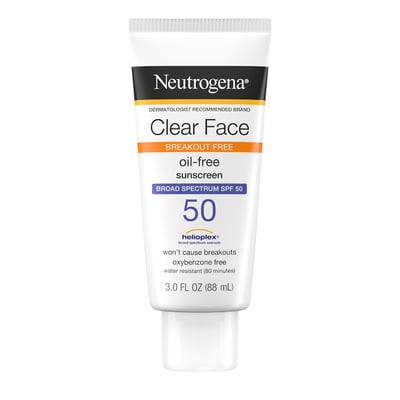 Neutrogena Sunscreen, Oil Free, Clear Face, Broad Spectrum Spf 50 3 Fl Oz