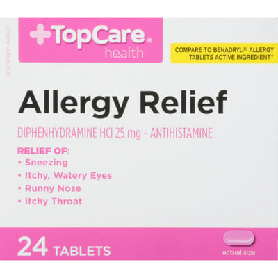 TopCare Allergy Relief Diphenhydramine Tablets 25 mg 24 ct