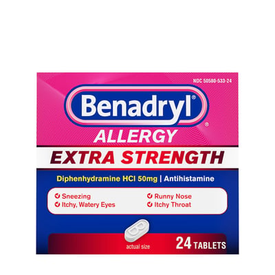 Benadryl Extra Strength Antihistamine Allergy Relief Tablets