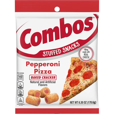 Combo's Stuffed Snacks Pepperoni Pizza Baked Cracker Snacks, 6.3 Oz Bag