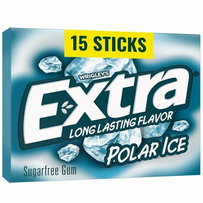 Extra Gum Polar Ice Sugar Free Chewing Gum, Single Pack, 15 Sticks