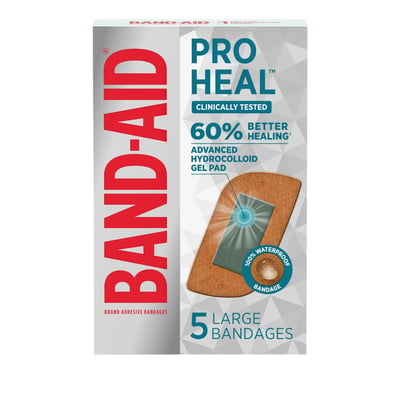 Band-Aid Brand Pro Heal Adhesive Bandages With Hydrocolloid Gel Pads - Large