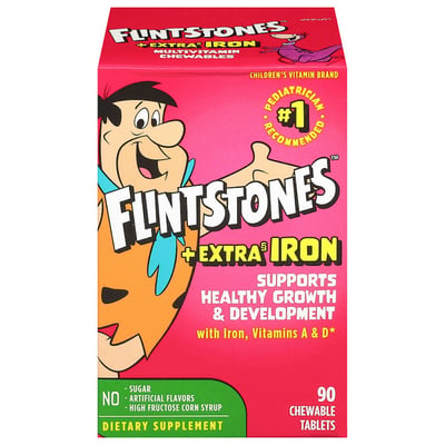 Flintstones Plus Extra Iron Multivitamin Chewable Tablets 90ct