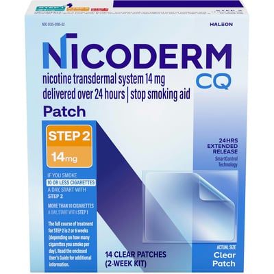 NicoDerm CQ Stop Smoking Aid, 14 Mg, Clear Patches, Step 2