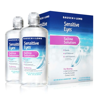 Bausch + Lomb Gentle Sensitive Eyes Plus Saline Solution Value Pack, 12 Fl Oz