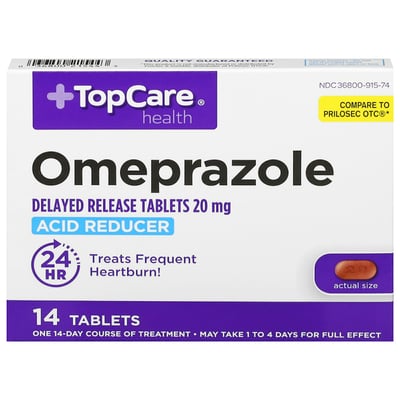 TopCare Omeprazole Acid Reducer Delayed‑Release Tablets 20 mg 14 ct