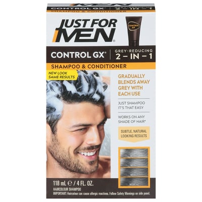 Just For Men Control GX Grey Reducing 2 In 1 Shampoo And Conditioner, 4 Fl Oz