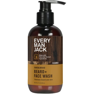 Every Man Jack Cleanse Sandalwood Beard + Face Wash, 6.7 Fl Oz