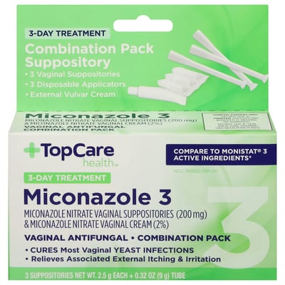 TopCare Miconazole 3 Vaginal Antifungal Combination Pack 2%, 1 ct