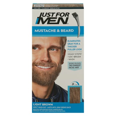 Just For Men Facial Hair Color Kit, Multiple Application, Light Brown, Mustache & Beard
