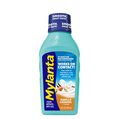 Mylanta Antacid + Anti Gas, Liquid, Vanilla Caramel Flavor 12 Fl Oz