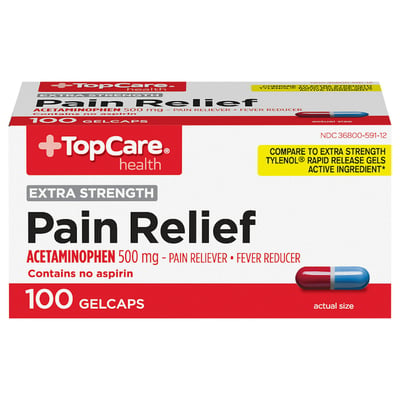 TopCare Extra Strength Pain Relief Gelcaps 500 mg, 100 ct
