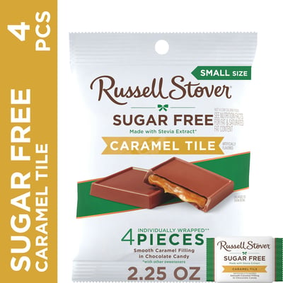 Russell Stover Sugar Free Caramel Tile Chocolate Candy 2.25 oz