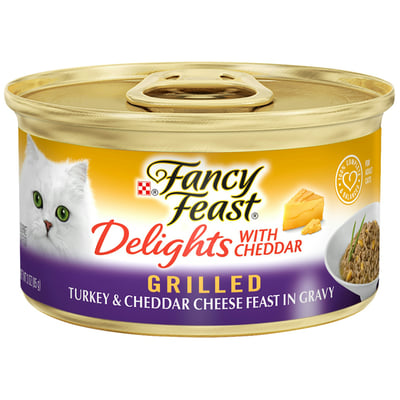 Fancy Feast Gravy Wet Cat Food, Delights Grilled Turkey & Cheddar Cheese In Gravy, 3 Oz. Can