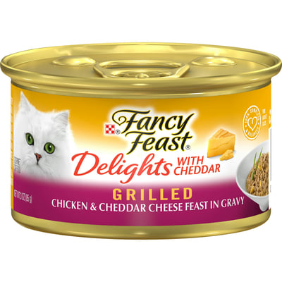 Fancy Feast Purina Delights Wet Cat Food Grilled Chicken & Cheddar Cheese In Gravy 3.00 Oz