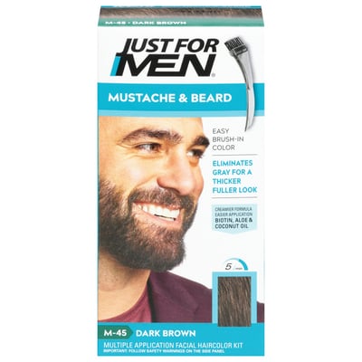 Just For Men Mustache & Beard Brush-In Color Gel M-45 Dark Brown 1 Kit