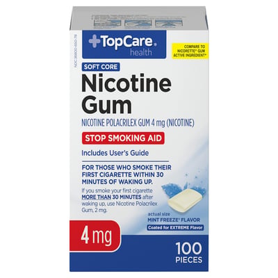 TopCare Nicotine Gum Ice Mint Flavor 4 mg, 100 ct