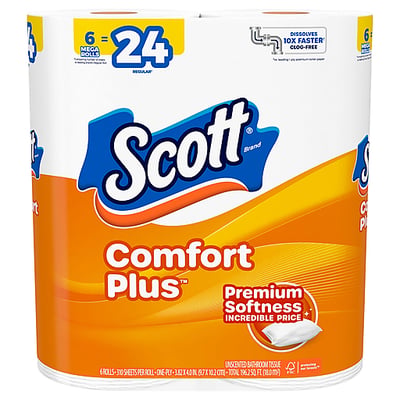 Scott Bathroom Tissue, Unscented, Mega Rolls, One Ply