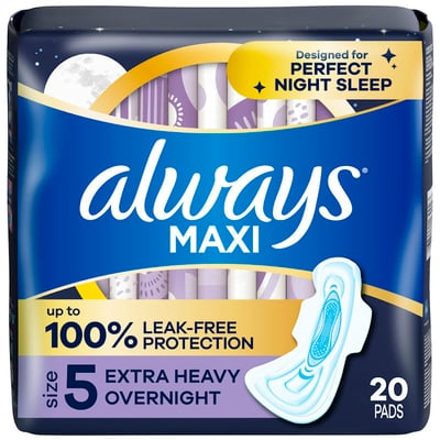 Always Maxi Extra Heavy Overnight Pads With Wings, Size 5