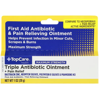 TopCare Maximum Strength Triple Antibiotic Ointment + Pain Relief, 1 oz