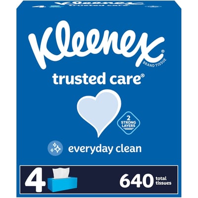 Kleenex Trusted Care Facial Tissues Flat Boxes 2 Ply